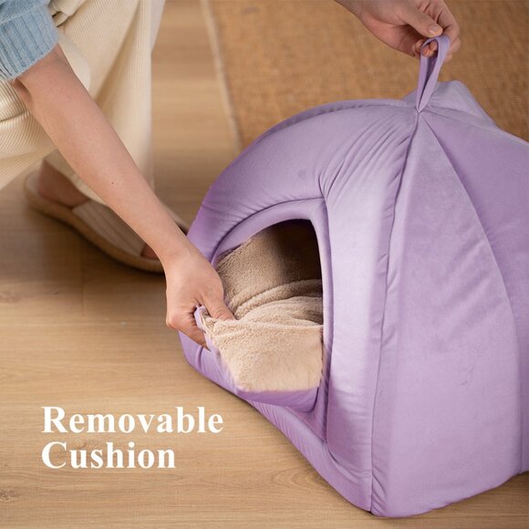 Large Cat Bed - Soft Cat Tent - Purple - 19x19 inches - New In Original Packagi - Picture 3 of 7